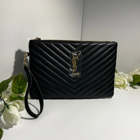 Black YSL Monogram Small Pouch - Picture 5 of 11